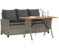 Trivietė sodo sofa su pagalvėlėmis ir staliuku, pilkos spalvos