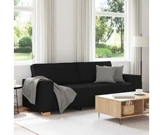 Trivietė sofa, juoda, 220x78x84 cm, audinys