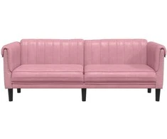 Trivietė sofa, rožinės spalvos, aksomas