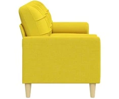 Trivietė sofa su pagalvėlėmis, šviesiai geltona, 210cm, audinys