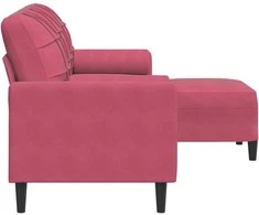 Trivietė sofa su pakoja, raudonojo vyno spalvos, 180cm, aksomas