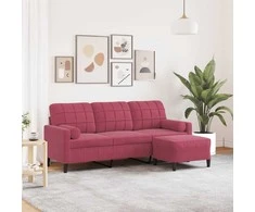 Trivietė sofa su pakoja, raudonojo vyno spalvos, 180cm, aksomas