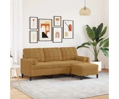 Trivietė sofa su pakoja, rudos spalvos, 180cm, aksomas