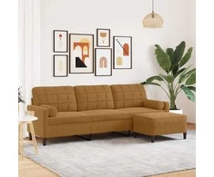 Trivietė sofa su pakoja, rudos spalvos, 210cm, aksomas