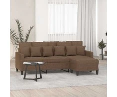 Trivietė sofa su pakoja, rudos spalvos, 180cm, audinys