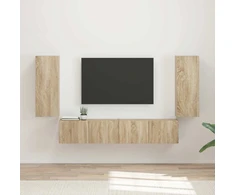 TV staliukas TV sieninio kabineto komplektas 4 vnt. Sonoma ąžuolas