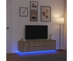 TV staliukas TV spintelė su LED lemputėmis, ąžuolo spalvos, 160,5x41x50 cm