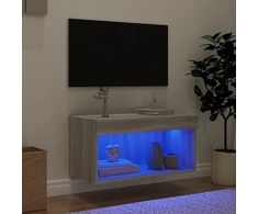 TV spintelė su LED lemputėmis, pilka ąžuolo, 60x30x30cm