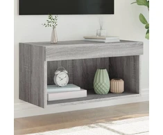 TV spintelė su LED lemputėmis, pilka ąžuolo, 60x30x30cm