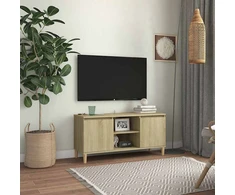 TV staliukas TV spintelė su medinėmis kojelėmis, ąžuolo, 103,5x35x50cm