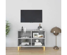 TV staliukas TV spintelė su medinėmis kojelėmis, pilka ąžuolo, 69,5x30x50cm