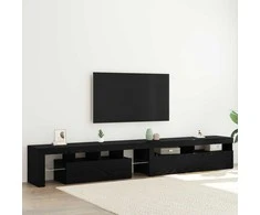 TV staliukas Televizoriaus spintelė 2 pcs Juodas ąžuolas 260 x 37 x 40 cm