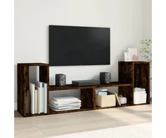 TV staliukas TV spintelės, 2vnt., dūminės, 75x30x50cm, apdirbta mediena