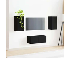 TV staliukas TV spintelių komplektas 2 pcs Juoda Apdirbta mediena