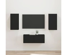 TV staliukas TV spintelių komplektas 2 pcs Juoda Apdirbta mediena