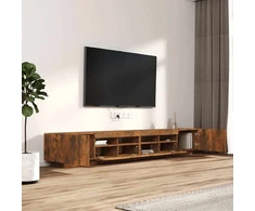 TV staliukas TV spintelių komplektas, 3 dalių, dūminio ąžuolo, mediena