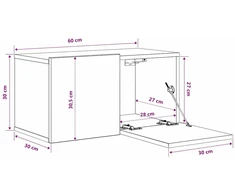TV staliukas Pakabinamos televizoriaus spintelės, 3vnt., ąžuolo, 60x30x30cm