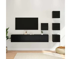 TV staliukas TV spintelių komplektas 6 vnt. Juodojo ąžuolo Apdirbta mediena