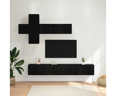 TV staliukas TV spintelių komplektas 7 pcs Juodojo ąžuolo Apdirbta mediena