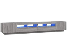 TV staliukas TV spintelių komplektas su LED, 3 dalių, pilkas ąžuolo, mediena
