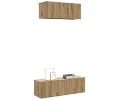 TV staliukas 2 dalių sieninis televizoriaus spintelės komplektas Artisan Oak