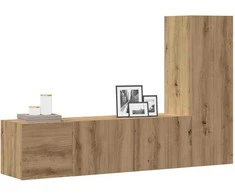 TV staliukas 3 dalių sieninis televizoriaus spintelės komplektas Artisan Oak