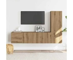 TV staliukas 3 dalių sieninis televizoriaus spintelės komplektas Artisan Oak