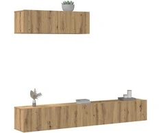 TV staliukas 3 dalių sieninis televizoriaus spintelės komplektas Artisan Oak