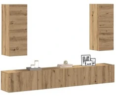 TV staliukas 4 dalių sieninis televizoriaus spintelės komplektas Artisan Oak