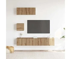 TV staliukas 4 dalių sieninis televizoriaus spintelės komplektas Artisan Oak