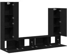 TV staliukas TV spintelių komplektas 6 pcs Juodas ąžuolas Apdirbta mediena