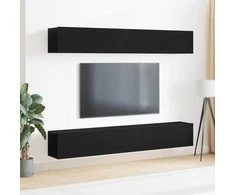 TV staliukas TV spintelių komplektas 4 pcs Juodas ąžuolas 100 x 30 x 30 cm