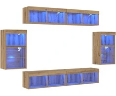 TV staliukas TV spintelių komplektas 8 pcs artisano ąžuolo Apdirbta mediena