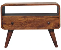 TV staliukas Artisan Furniture Lenkta Riešutmedžio Mini TV spintelė