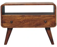 TV staliukas Artisan Furniture Lenkta Riešutmedžio Mini TV spintelė