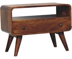 TV staliukas Artisan Furniture Lenkta Riešutmedžio Mini TV spintelė