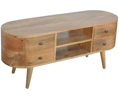 TV staliukas Artisan Furniture Mango medienos TV spintelė su 4 stalčiais ir 2 lentynomis, ąžuolo atspalvio