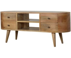 TV staliukas Artisan Furniture Mango medienos TV spintelė su 4 stalčiais ir 2 lentynomis, ąžuolo atspalvio