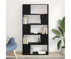 TV staliukas TV spintelių komplektas Juoda 80 x 24 x 156 cm Apdirbta mediena