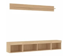 TV staliukas Sieninė TV sekcija su LED, 5 dalių, ąžuolo, apdirbta mediena