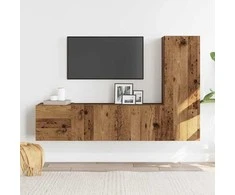 TV staliukas Sieninis televizoriaus spintelės komplektas, 3 dalių