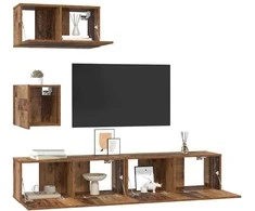TV staliukas TV spintelių komplektas 3 pcs Senovinis medis Apdirbta mediena