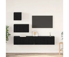 TV staliukas TV spintelių komplektas 3 pcs Juodas ąžuolas Apdirbta mediena