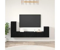 TV staliukas Sieninis televizoriaus stovas 3 pcs Juodas ąžuolas