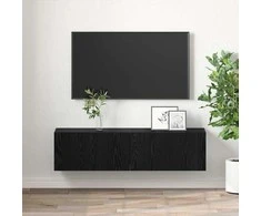 TV staliukas TV spintelių komplektas 2 pcs Juoda 60 x 30 x 30 cm