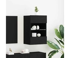 TV staliukas TV spintelių komplektas 2 pcs Juoda 40 x 30 x 60,5 cm