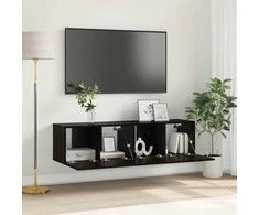 TV staliukas TV spintelių komplektas 2 pcs Juoda 60 x 30 x 30 cm
