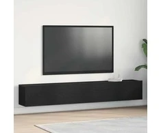 TV staliukas Televizoriaus spintelė 2 pcs Juoda 100 x 30 x 30 cm