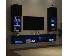 TV staliukas TV spintelių komplektas 2 vnt. Juodas ąžuolas Apdirbta mediena