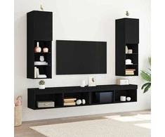 TV staliukas TV spintelių komplektas 2 pcs Juodas ąžuolas 30,5 x 30 x 102 cm